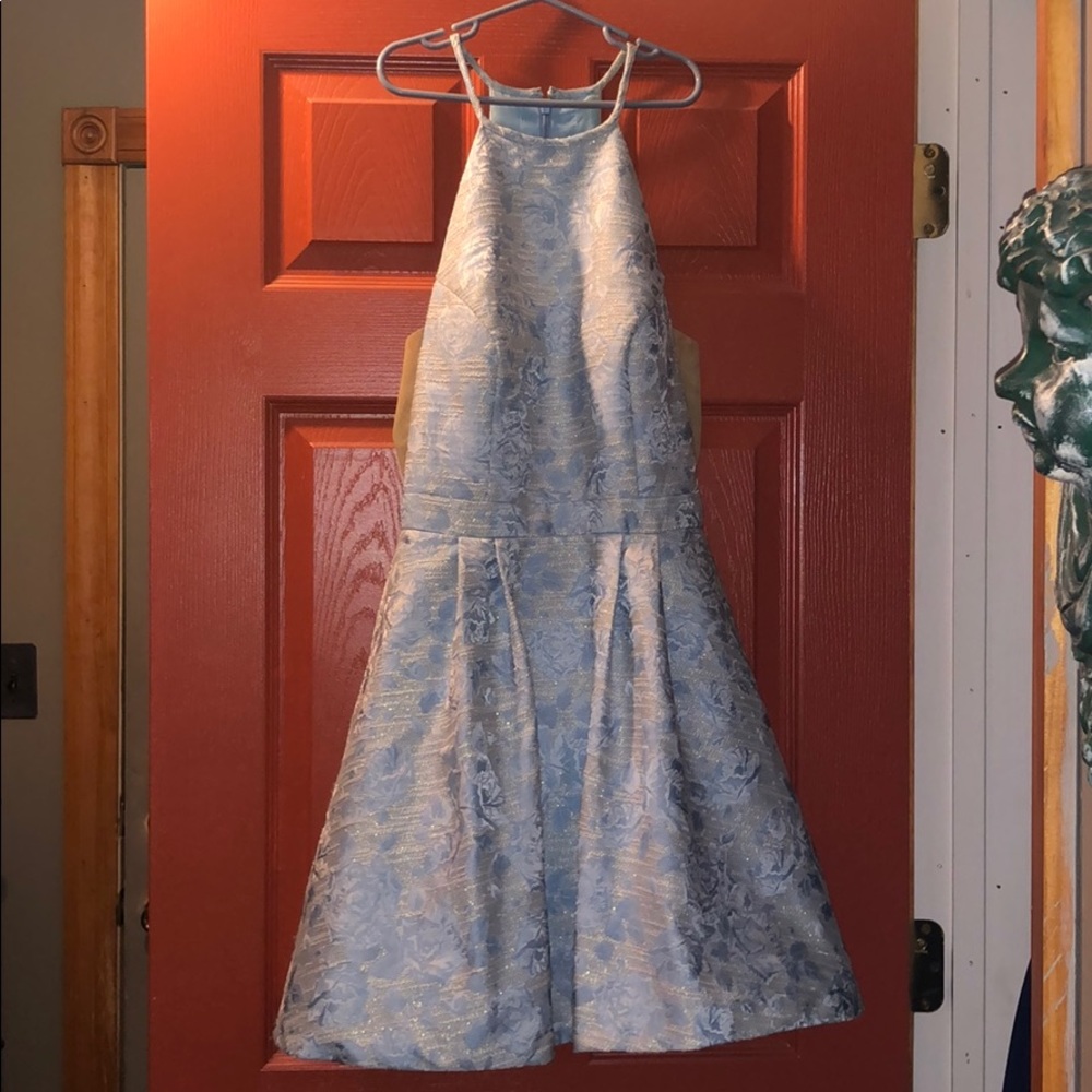 Light Blue Flowery Halter Top Sherri Hill Dress💙